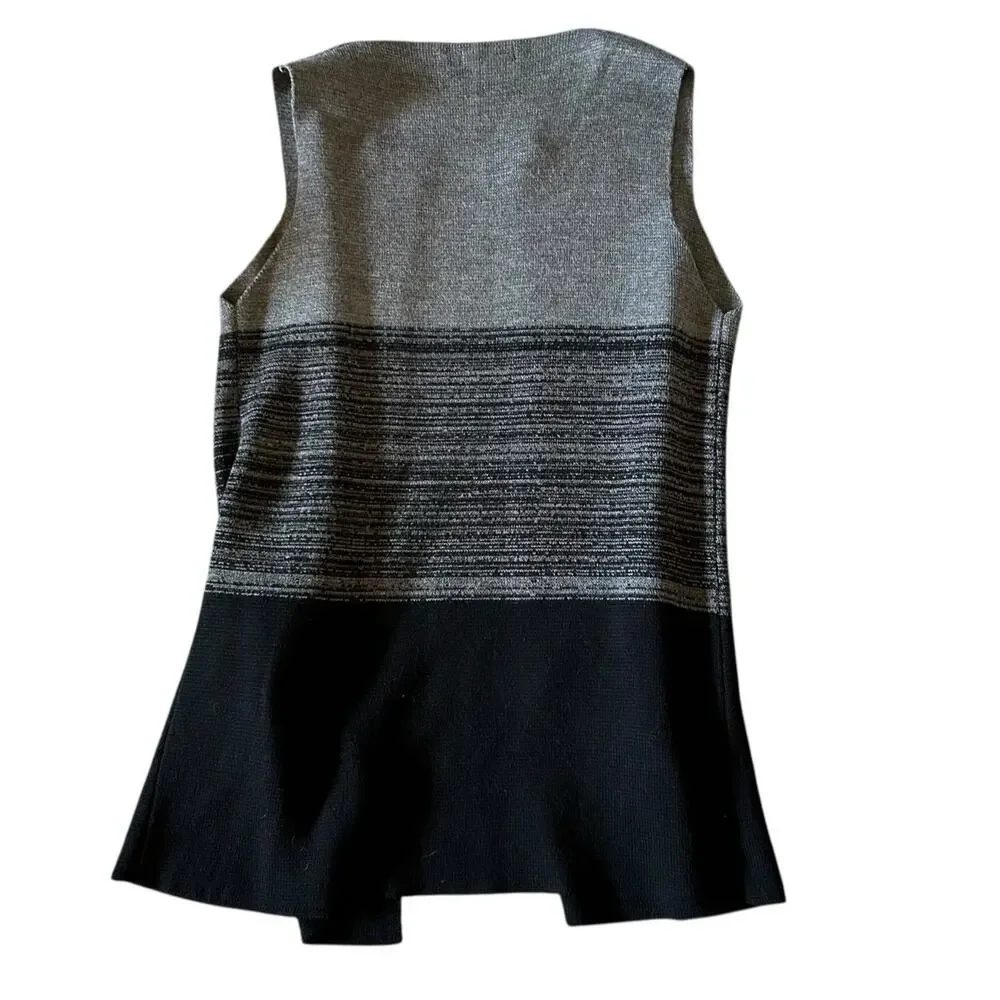 Cocogio Open Front Merino Wool Long Line Sweater Vest Cardigan Womens Large